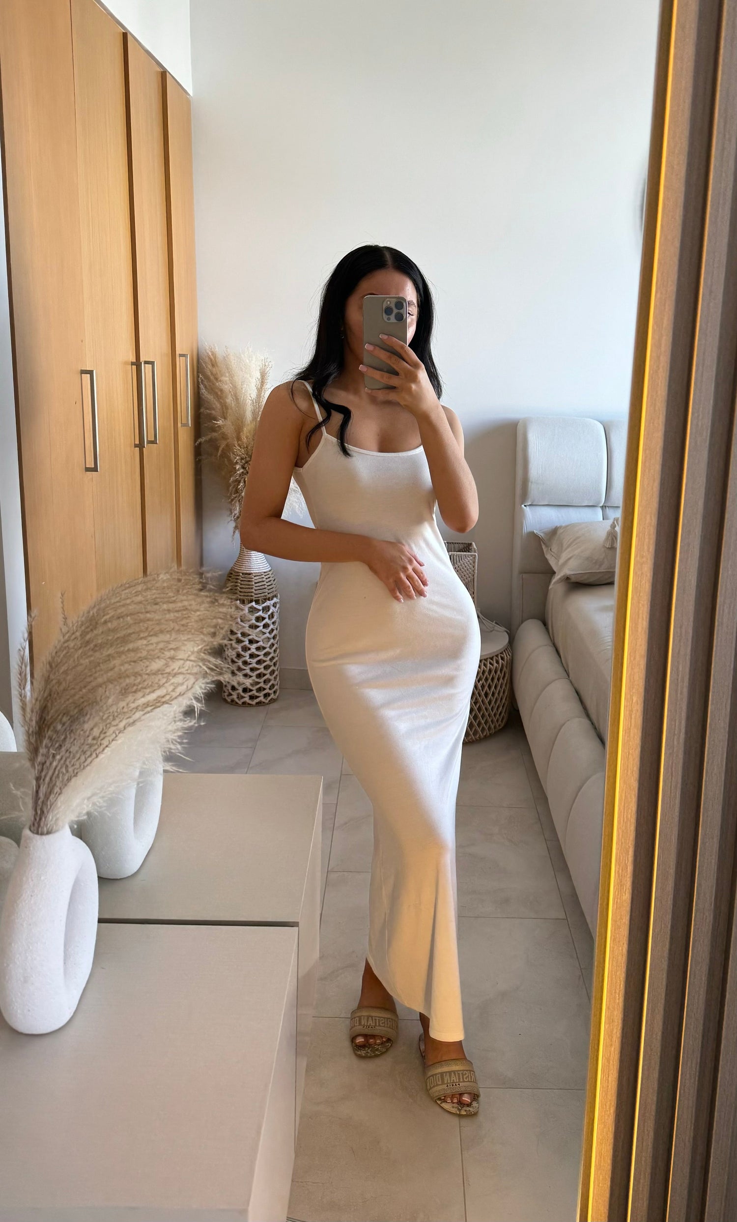 Robe longue basic blanche