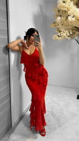 Robe froufrou rouge