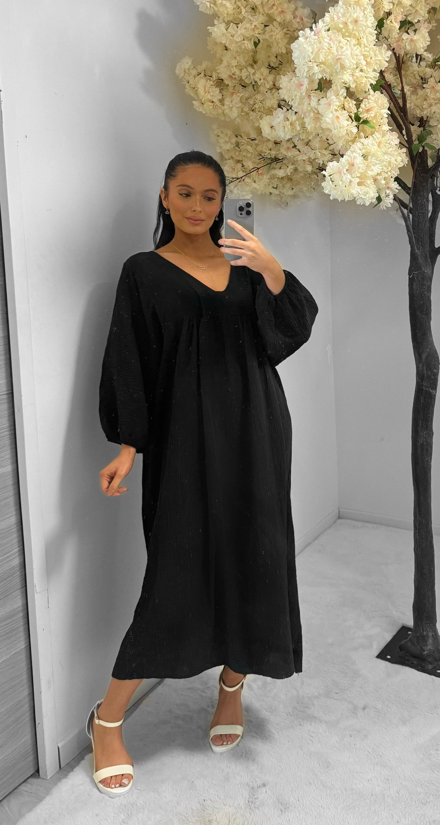 Robe gaz de coton noir