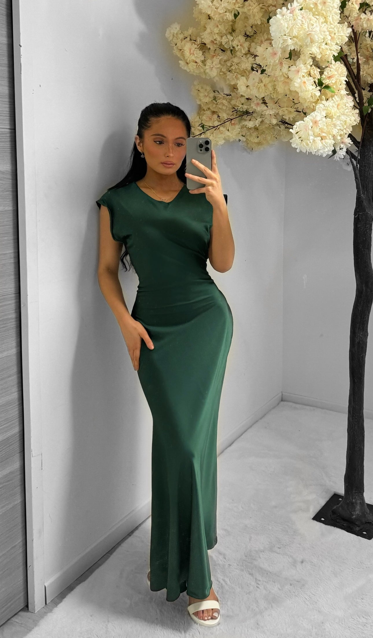 Robe esmeralda manche courte vert sapin