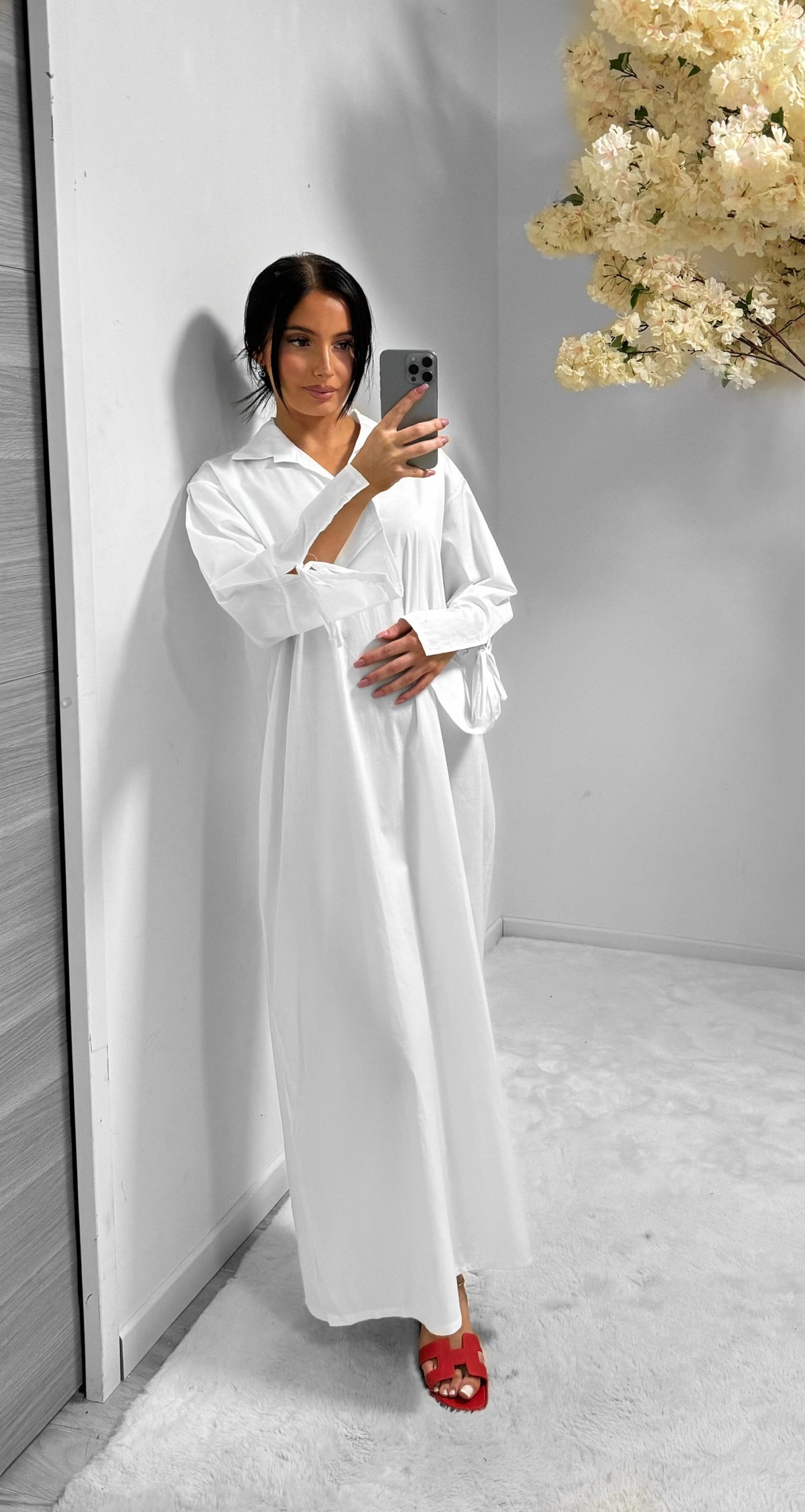 Robe chemise longue blanche