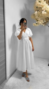 Robe bouffante nouée blanche