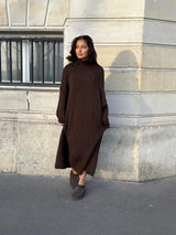 Robe pull oversize marron