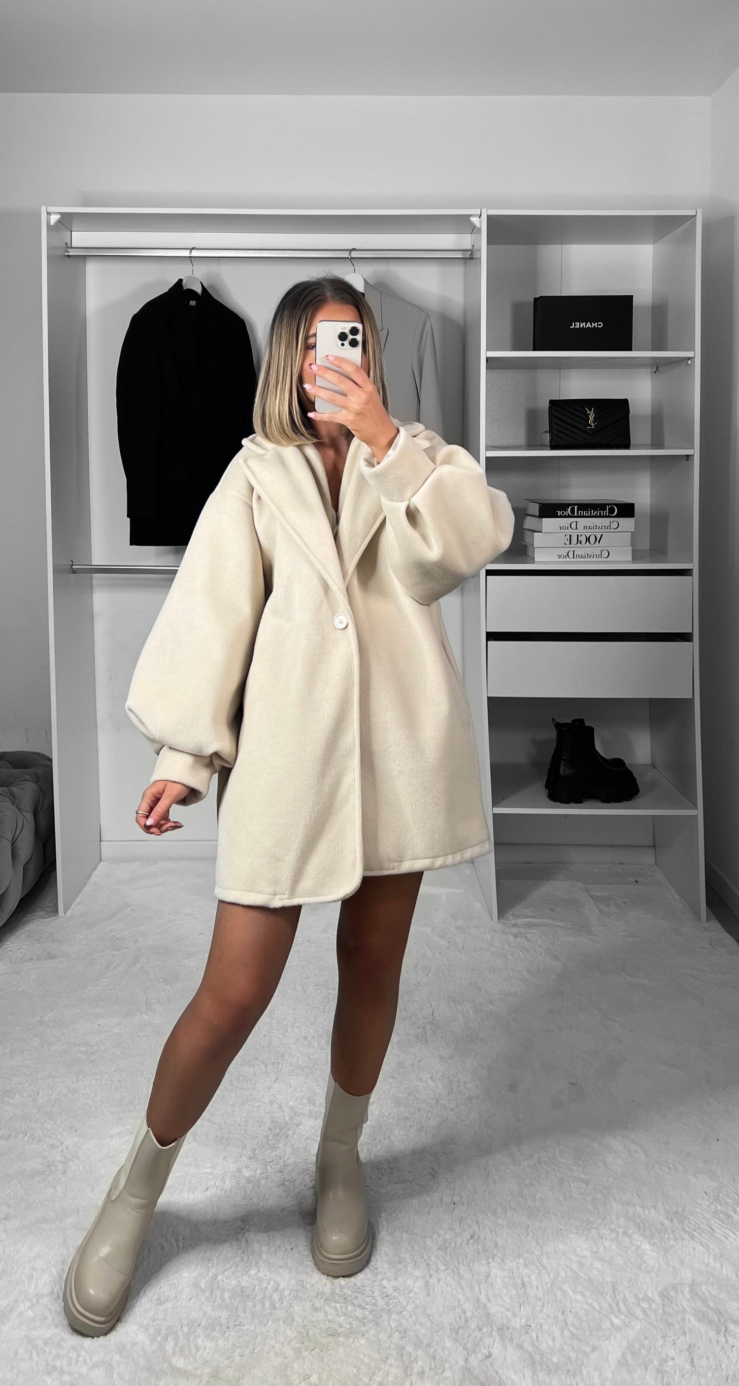 Manteau bouffant beige