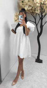 Robe bouffante épaulettes inspi Z blanche