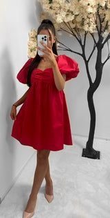 Robe bouffante épaulette fushia